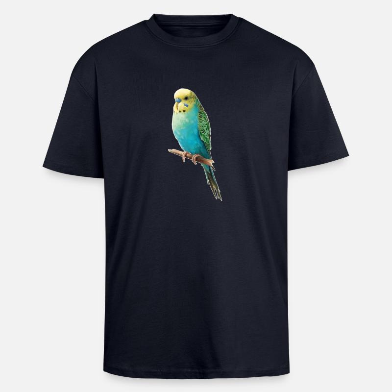 Perruche ondulée - T-shirt unisexe oversize épais - bleu marine