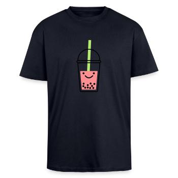 Bubble Tea - T-shirt unisexe oversize épais - bleu marine - Devant - Alina (178cm) & Michal (187cm)
