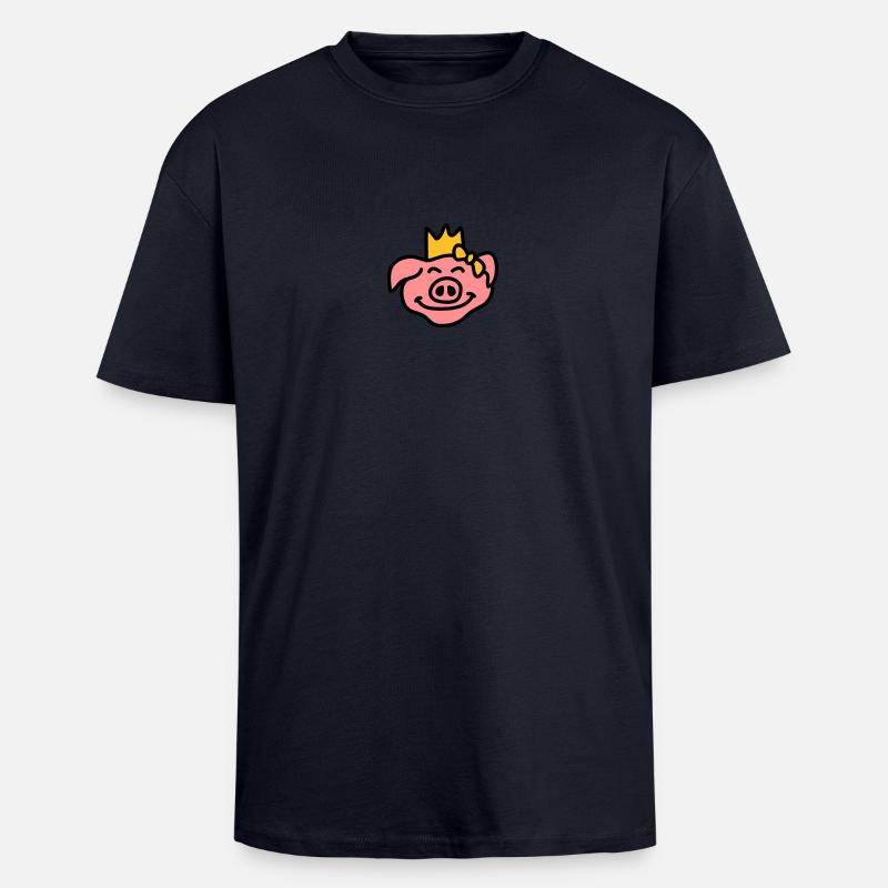 Pricess Pig Head - Oversized Heavyweight Unisex T-Shirt - French Navy