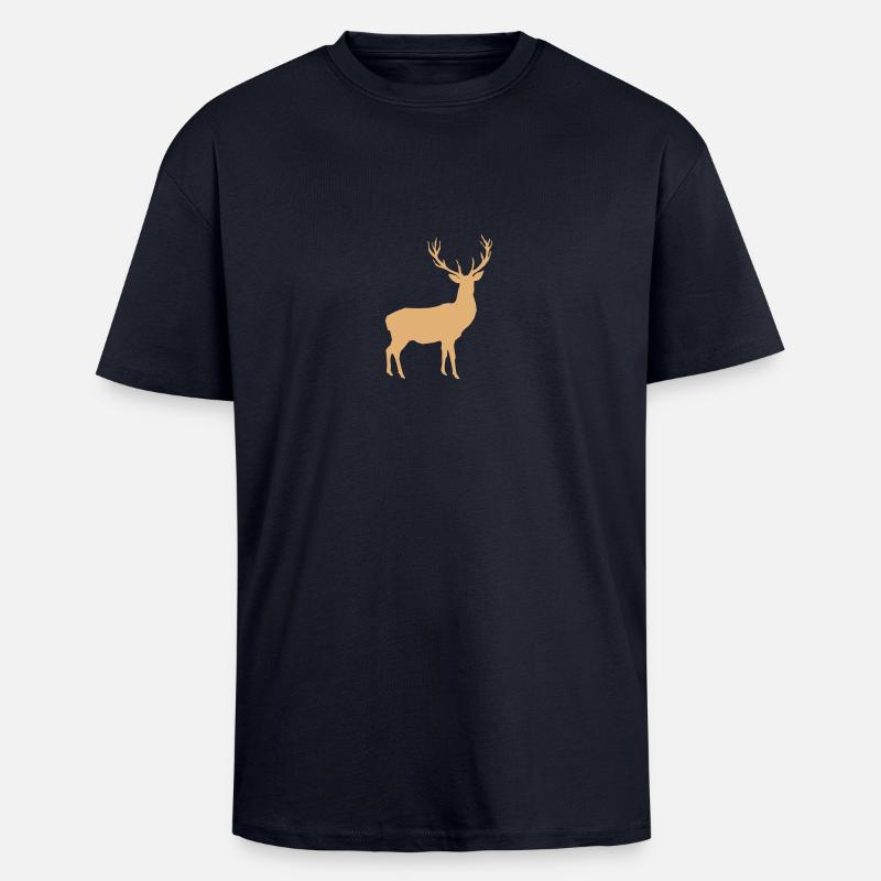 hirsch - geweih - jagd - jäger - Oversized Heavyweight Unisex T-Shirt - French Navy