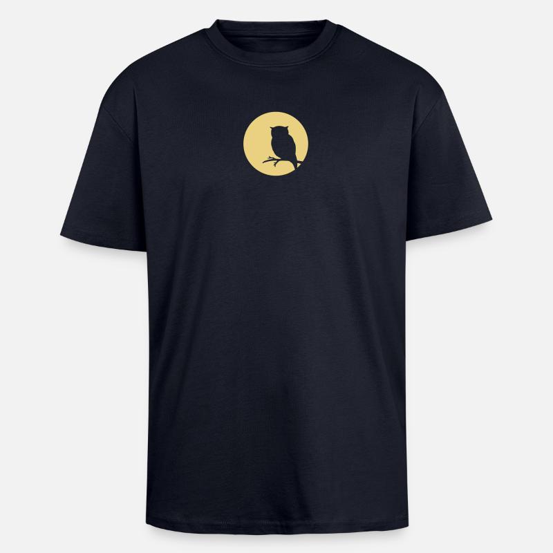 Moon owl - Oversized Heavyweight Unisex T-Shirt - French Navy