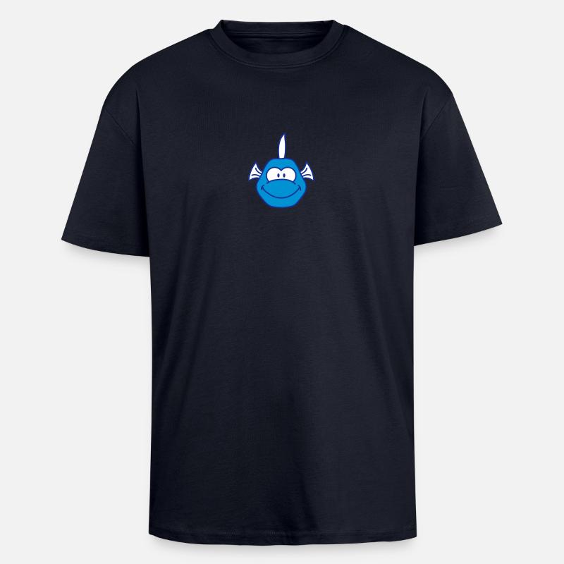 Funny Comic Fish - Oversized Heavyweight Unisex T-Shirt - French Navy
