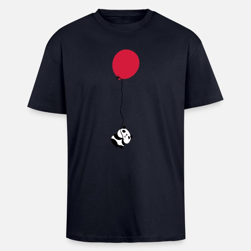 Panda Flying Balloon - Unisex Oversized Heavyweight T-shirt - french navy
