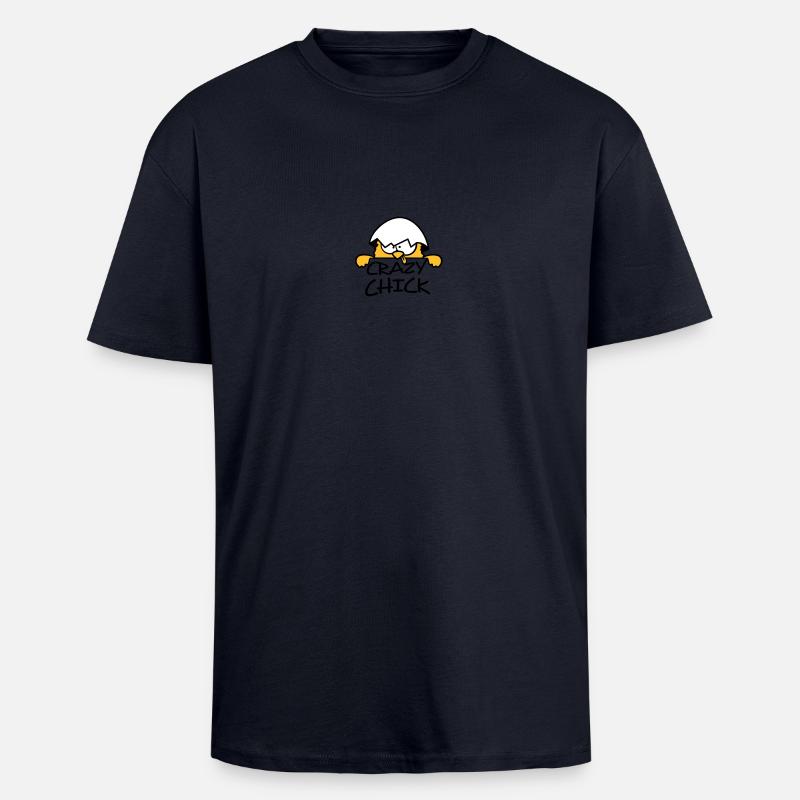 Crazy crazy chick behind wall - Unisex Oversized Heavyweight T-shirt - french navy