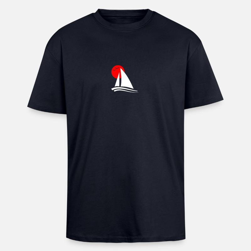 Sailing Black - Unisex Oversized Heavyweight T-shirt - french navy