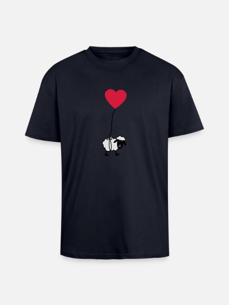 sheep_with_heart - T-shirt unisexe oversize épais - bleu marine