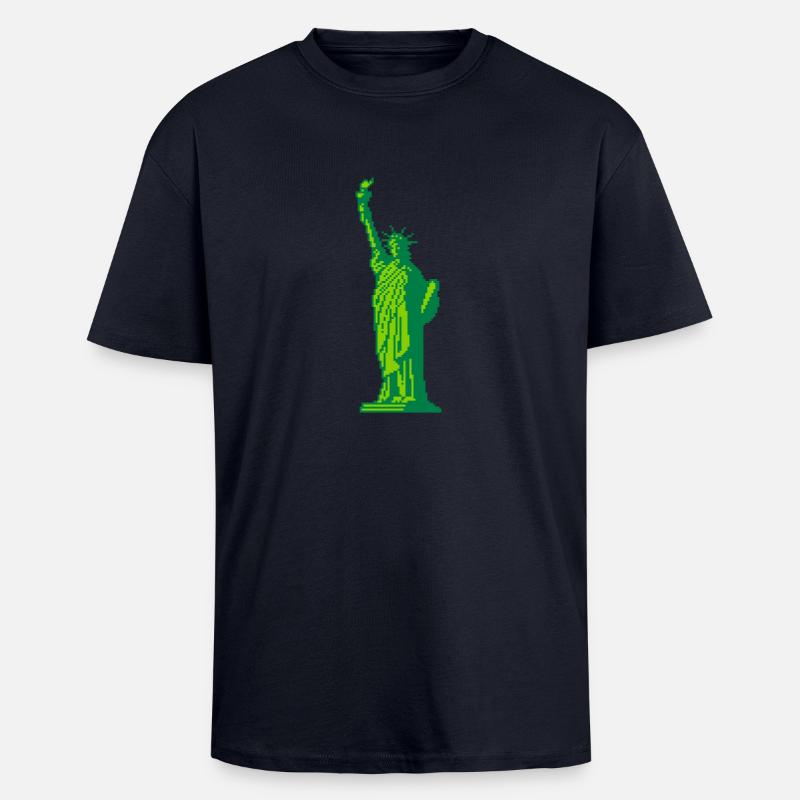 8bit Freiheitsstatue - Oversized Heavyweight Unisex T-Shirt - French Navy