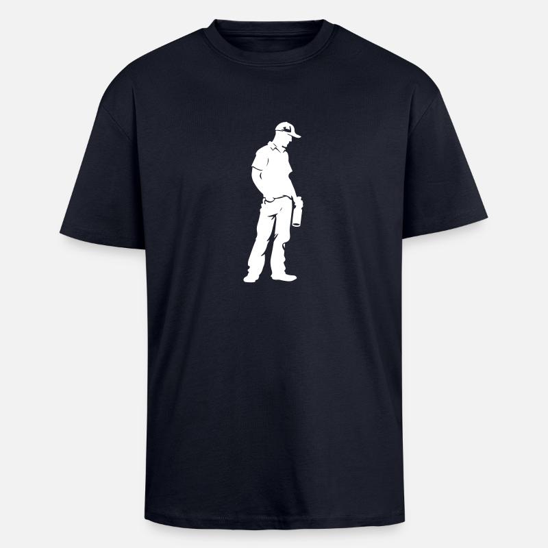 Drinking Mann Flasche - Oversized Heavyweight Unisex T-Shirt - French Navy
