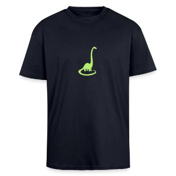Dinosaure - T-shirt unisexe oversize épais - bleu marine - Devant - Alina (178cm) & Michal (187cm)