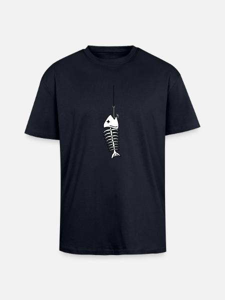 Fishbone On The Hook - Unisex Oversized Heavyweight T-shirt - french navy