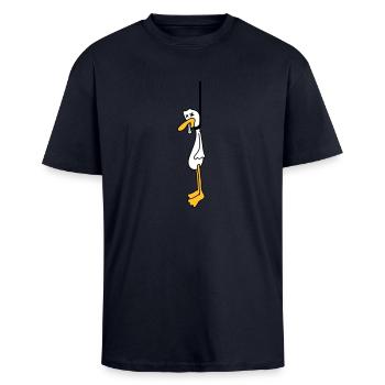 Hanged Duck - Oversized Heavyweight Unisex T-Shirt - French Navy - Vorne - Alina (178cm) & Michal (187cm)