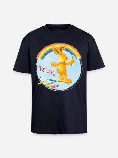 Felix der Hase malt Regenbogen - Oversized Heavyweight Unisex T-Shirt - French Navy