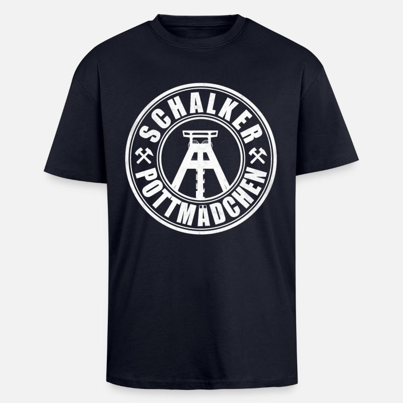 Schalker Pottmädchen | Ruhrpott Mädchen - Oversized Heavyweight Unisex T-Shirt - French Navy