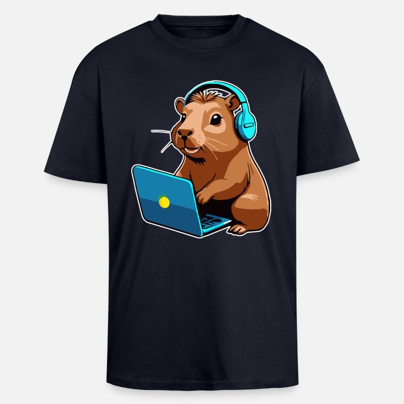 Capybara Programmierer Coder Computer - Oversized Heavyweight Unisex T-Shirt - French Navy