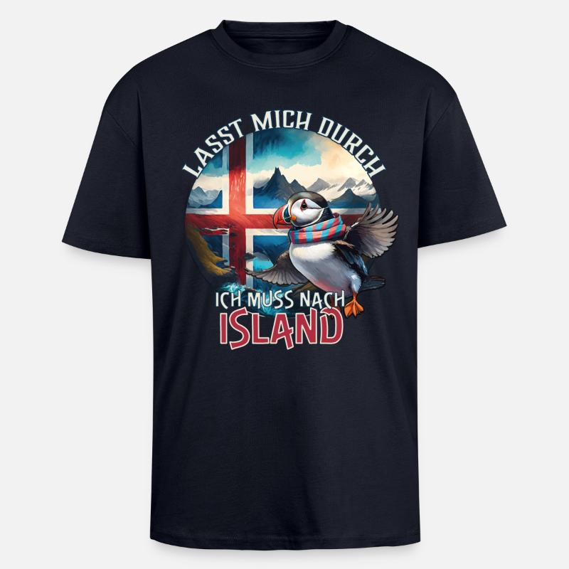Island - lasst mich durch - Papageientaucher - Oversized Heavyweight Unisex T-Shirt - French Navy