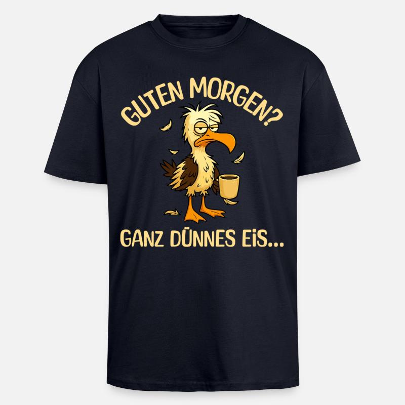 Mouette du matin avec café - T-shirt unisexe oversize épais - bleu marine