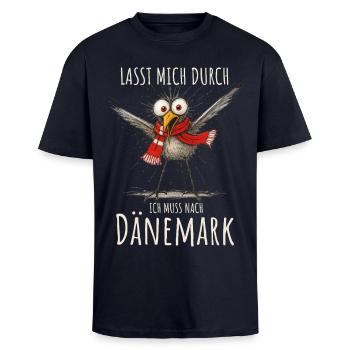 Lasst mich durch ich muss nach Dänemark - Oversized Heavyweight Unisex T-Shirt - French Navy - Vorne - Alina (178cm) & Michal (187cm)