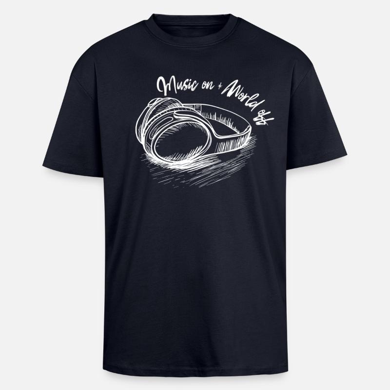 Musique activée - World Off - T-shirt unisexe oversize épais - bleu marine