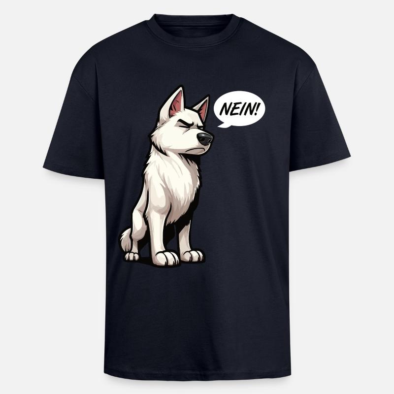 Nein Weißer Schäferhund Schäferhund Schäferhunde - Oversized Heavyweight Unisex T-Shirt - French Navy