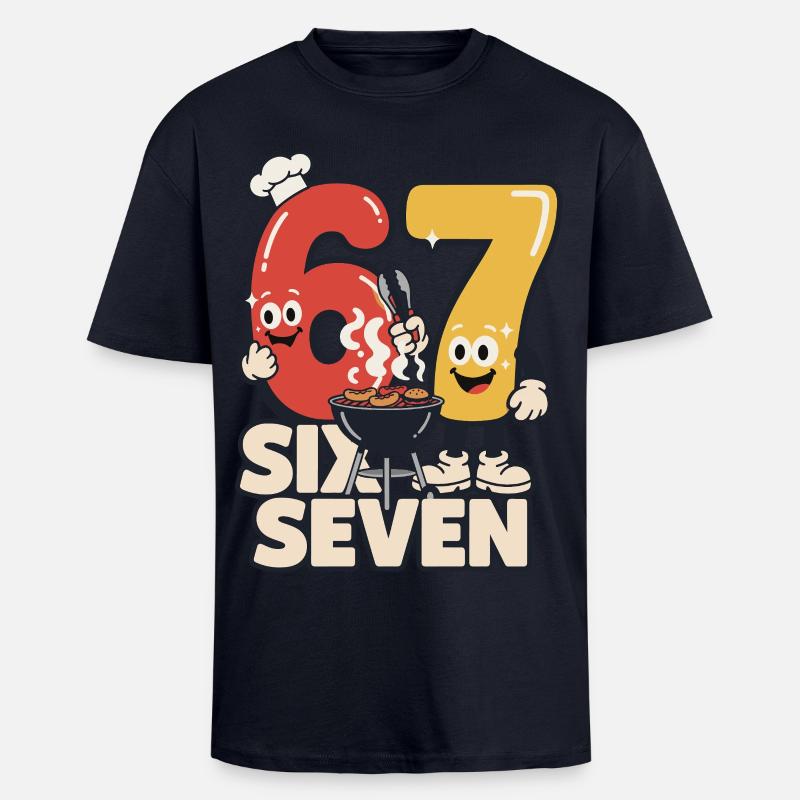 Sjov BBQ Forklæde BBQ meme 67 Gave - Tyk Oversize T-shirt - navy