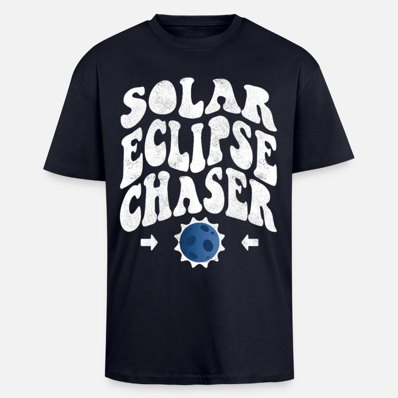 Solar eclipse chaser white - Unisex Oversized Heavyweight T-shirt - french navy