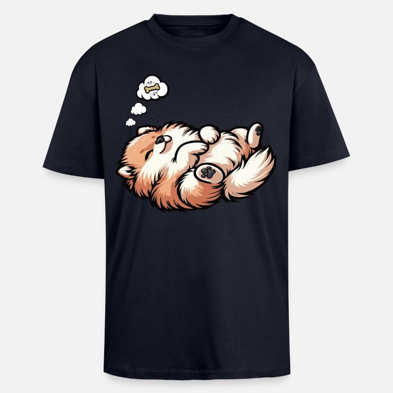 Zwergspitz Zwergspitze Spitzhund Zwergspitzhalter - Oversized Heavyweight Unisex T-Shirt - French Navy