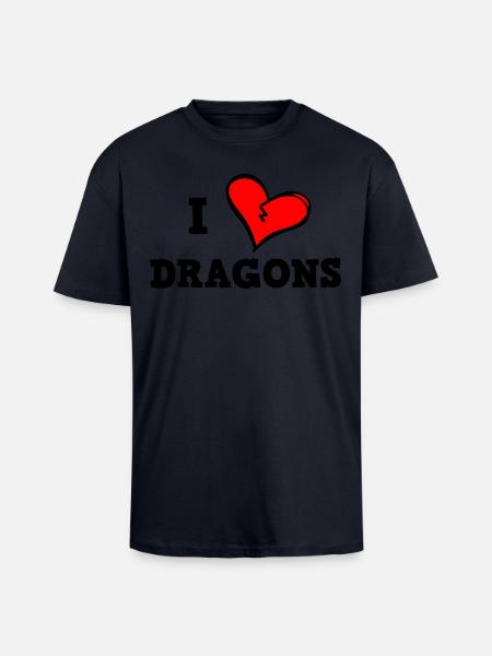 Ich liebe Drachen - Oversized Heavyweight Unisex T-Shirt - French Navy