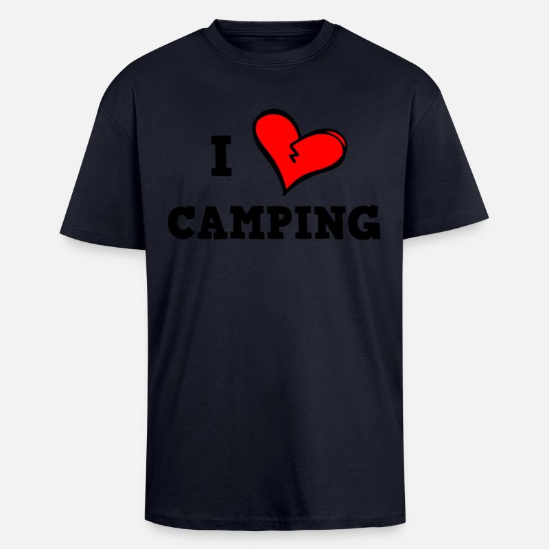 J’adore le camping - T-shirt unisexe oversize épais - bleu marine