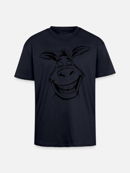 Smiling cartoon donkey - Unisex Oversized Heavyweight T-shirt - french navy