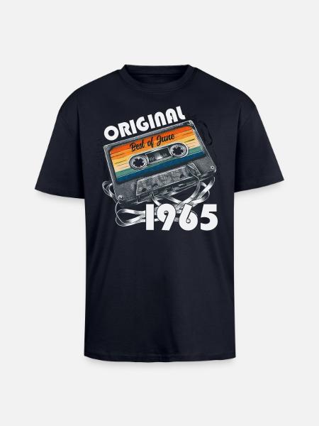 60th Birthday Cassette June 1965 - Unisex Oversized Heavyweight T-shirt - french navy