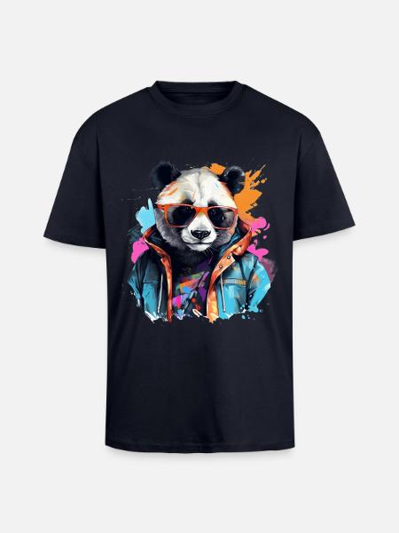 Rogue Panda. Graffiti-style design. - Unisex Oversized Heavyweight T-shirt - french navy