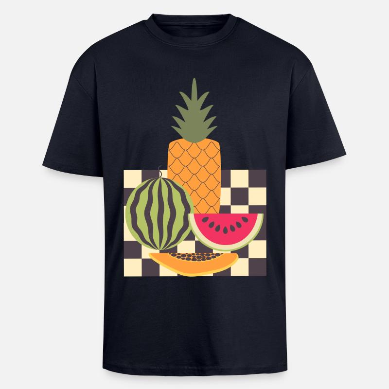 Abstract fruit and geometry - Unisex Oversized Heavyweight T-shirt - french navy