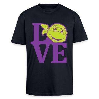 Teenage Mutant Ninja Turtles Love - Oversized Heavyweight Unisex T-Shirt - French Navy - Vorne - Alina (178cm) & Michal (187cm)