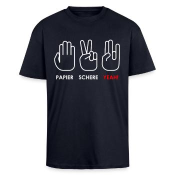 Tuning 02 - Oversized Heavyweight Unisex T-Shirt - French Navy - Vorne - Alina (178cm) & Michal (187cm)