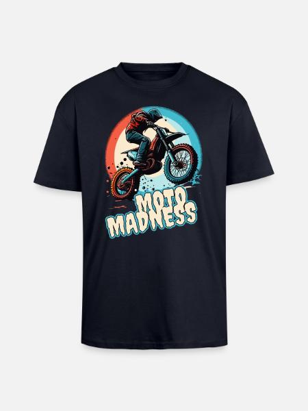 Crazy Madness Motocross - Unisex Oversized Heavyweight T-shirt - french navy