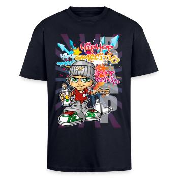Junge Graffiti - Oversized Heavyweight Unisex T-Shirt - French Navy - Vorne - Alina (178cm) & Michal (187cm)