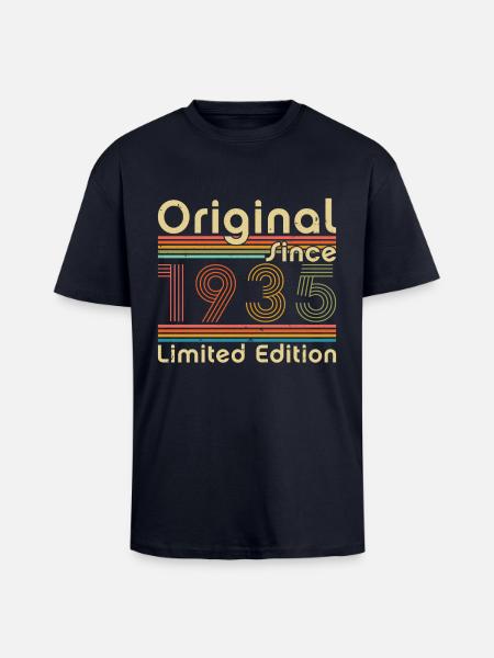 90-årsdag i 1935 - Unisex oversized t-skjorte i kraftig kvalitet - navy