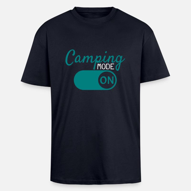 Mode de camping à - T-shirt unisexe oversize épais - bleu marine