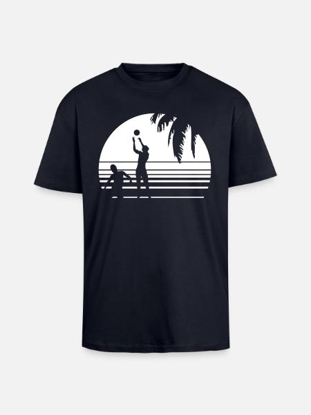BEACH VOLLEY PALME - Oversized Heavyweight Unisex T-Shirt - French Navy