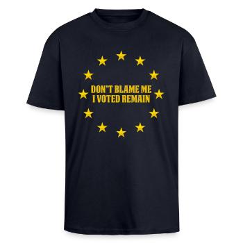 Don't Blame me, I voted remain, euro stars - Unisex Oversized Heavyweight T-shirt - french navy - Front - Alina (178cm) & Michal (187cm)