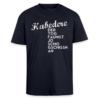 habedere - Oversized Heavyweight Unisex T-Shirt - French Navy - Vorne - Alina (178cm) & Michal (187cm)