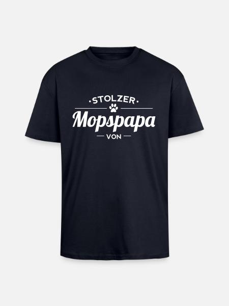Mopspapa Wunschname - Oversized Heavyweight Unisex T-Shirt - French Navy