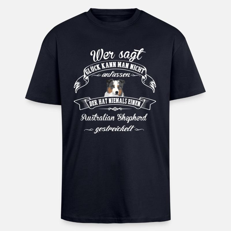 Australian Shepherd Happiness - Unisex Oversized Heavyweight T-shirt - french navy