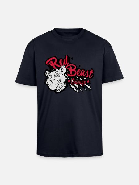 Red Beast Garage - T-shirt unisexe oversize épais - bleu marine