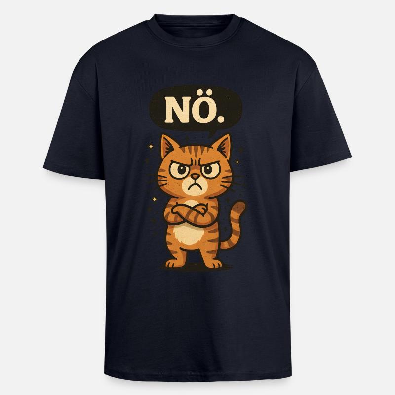 Non - le chat dit non - T-shirt unisexe oversize épais - bleu marine