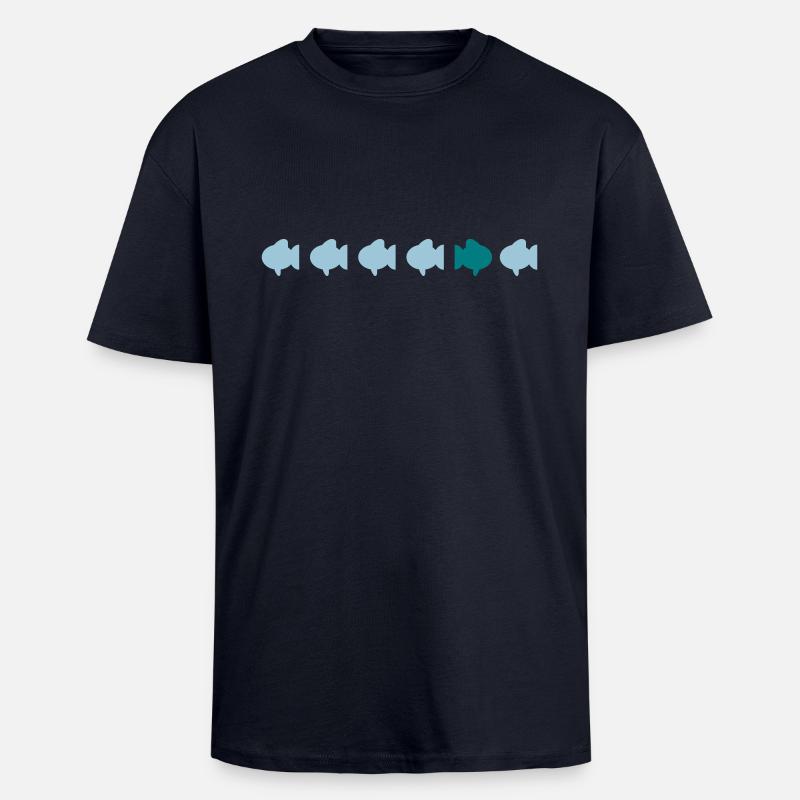 different fish différents poissons - T-shirt unisexe oversize épais - bleu marine