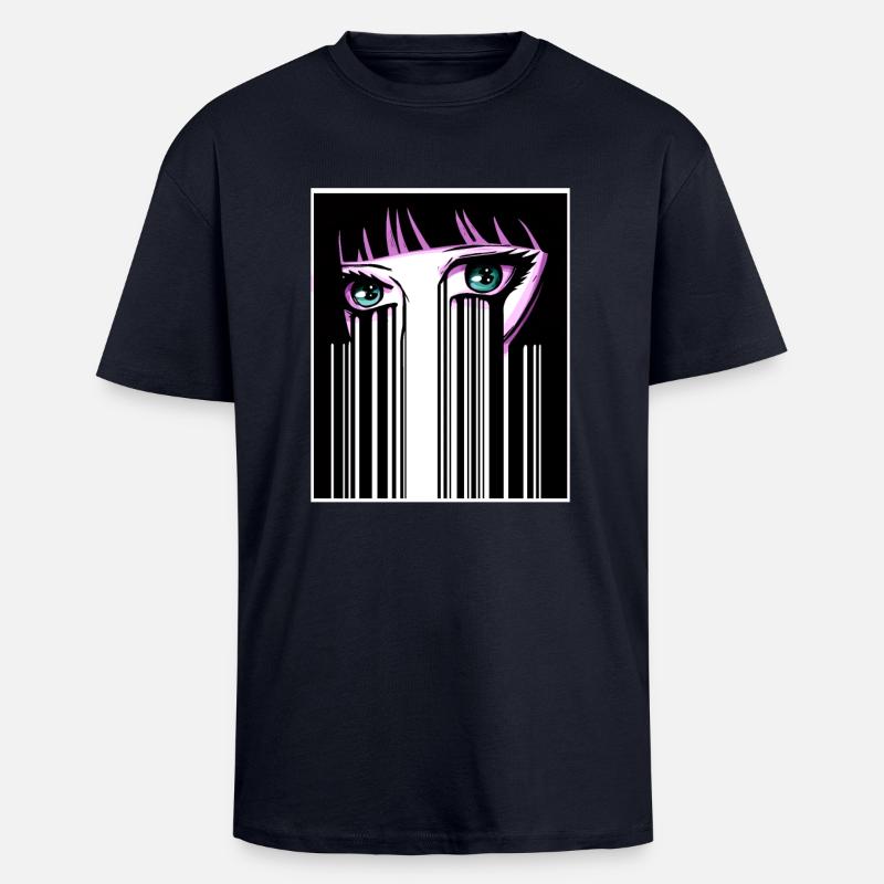 Anime Eyes Japan Barcode - Unisex Oversized Heavyweight T-shirt - french navy