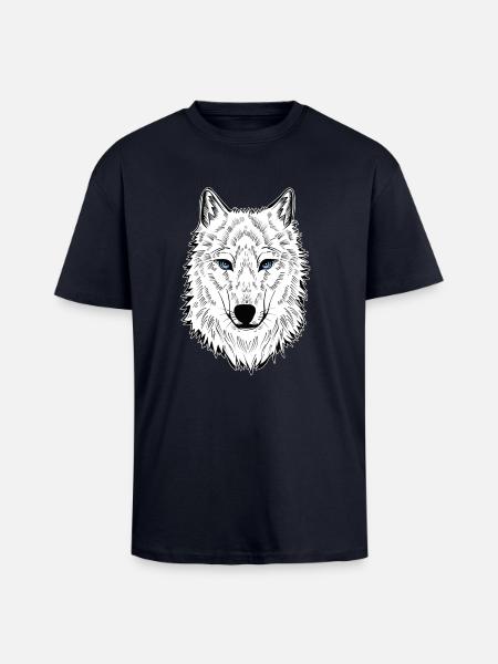 Polar Wolf Blue Eyes - Unisex Oversized Heavyweight T-shirt - french navy