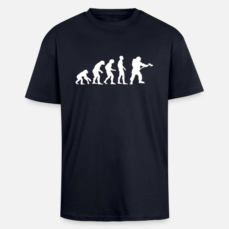 evolution pompier - T-shirt unisexe oversize épais - bleu marine