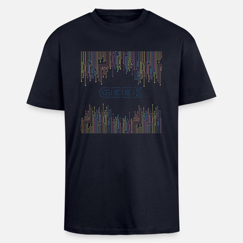 Techno Geek & - Oversized Heavyweight Unisex T-Shirt - French Navy